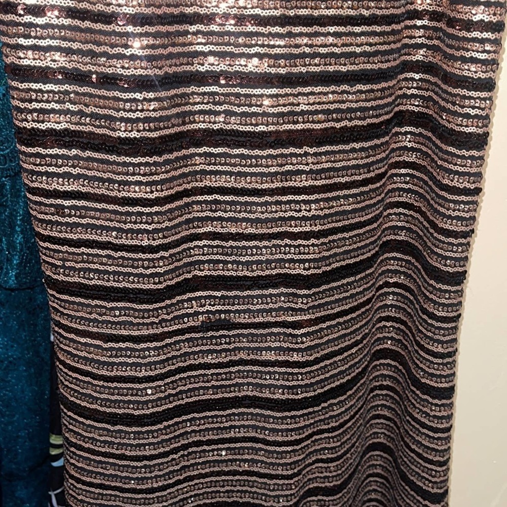 Badgley Mischka Collection Striped Sequin Gown - Picture 5 of 10